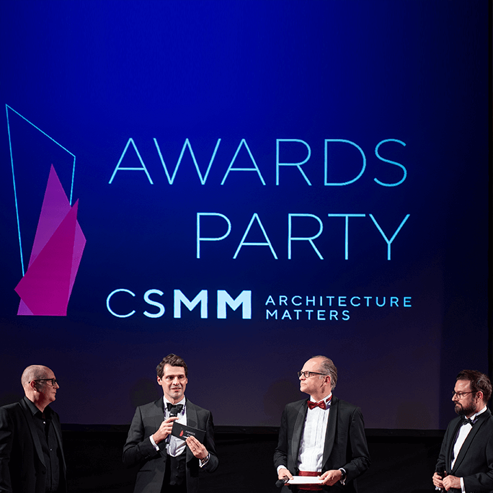 Die Geschäftsführung von CSMM – architecture matters moderiert die Preisverleihung auf der Awards-Party an